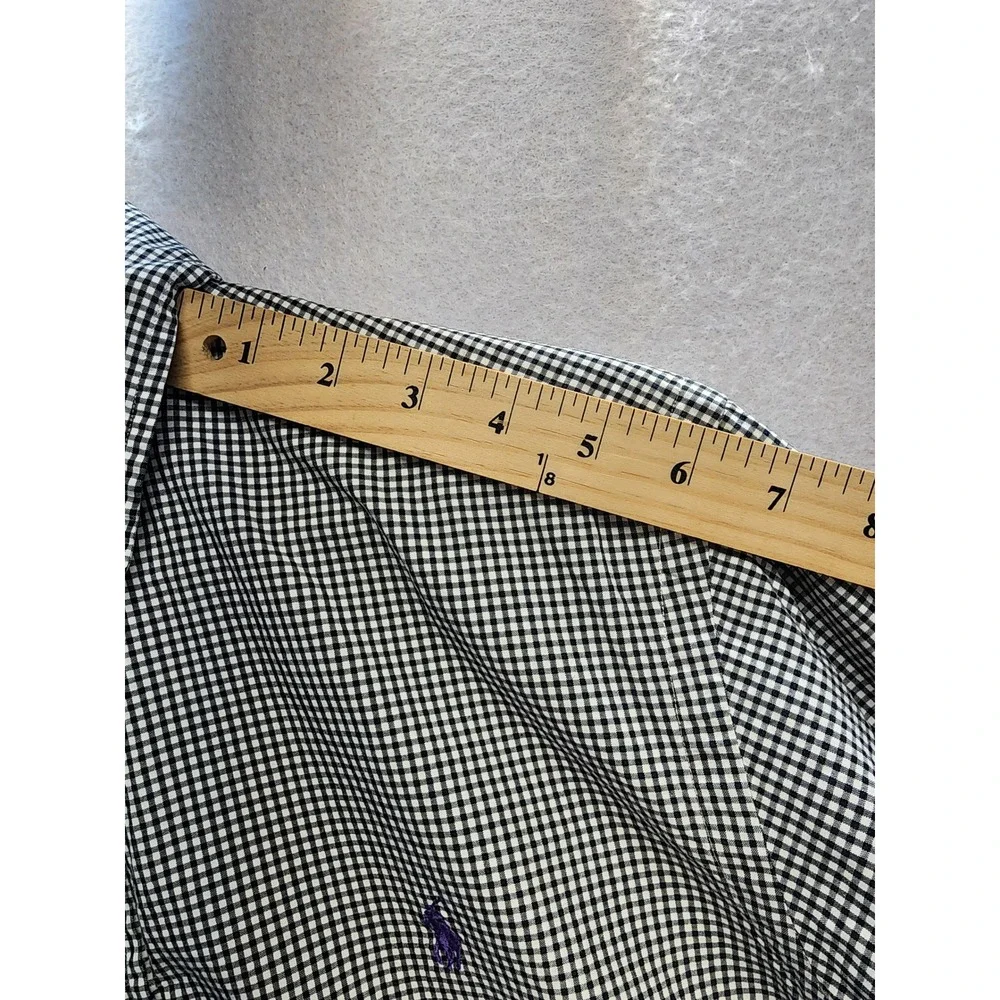 Polo Ralph Lauren Mens Gingham Button Down Shirt Black White Cotton‎ Long Sleeve